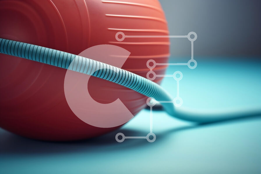 Intra Συλλεκτικό Ξύλινο Παζλ Plywood  4mm - Κόκκινη μπάλα γυμναστικής με μπλε λάστιχο Σε Ξύλινο Κουτί - Διαστάσεις: 10x10 cm – 25 κομμάτια