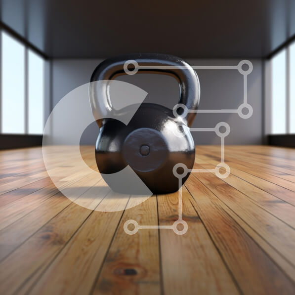 Intra Συλλεκτικό Ξύλινο Παζλ Plywood  4mm - Μαύρο Kettlebell σε ξύλινο πάτωμα σε μινιμαλιστικό δωμάτιο Σε Ξύλινο Κουτί - Διαστάσεις: 10x10 cm – 25 κομμάτια