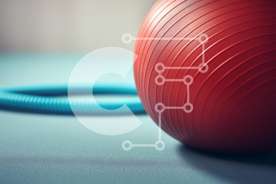 Intra Συλλεκτικό Ξύλινο Παζλ Plywood  4mm - Κόκκινη Μπάλα Άσκησης και Μπλε Αντίσταση Σε Ξύλινο Κουτί - Διαστάσεις Puzzle: 10x10 cm – 25 κομμάτια