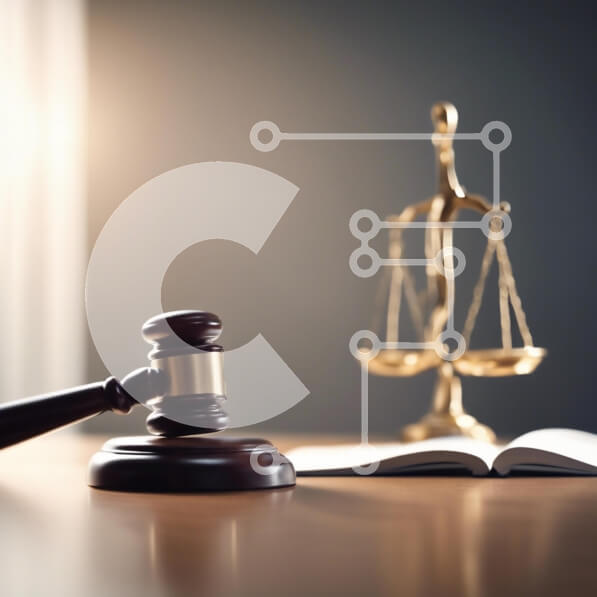 Intra Συλλεκτικό Ξύλινο Παζλ Plywood  4mm - Gavel και κλίμακα της δικαιοσύνης σε ένα ξύλινο τραπέζι Σε Ξύλινο Κουτί - Διαστάσεις Puzzle: 10x10 cm – 25 κομμάτια