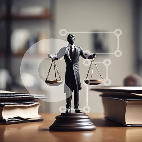 Intra Συλλεκτικό Ξύλινο Παζλ Plywood  4mm - Άγαλμα της δικαιοσύνης με ζυγαριά σε νομικό πλαίσιο Σε Ξύλινο Κουτί - Διαστάσεις Puzzle: 10x10 cm – 25 κομμάτια