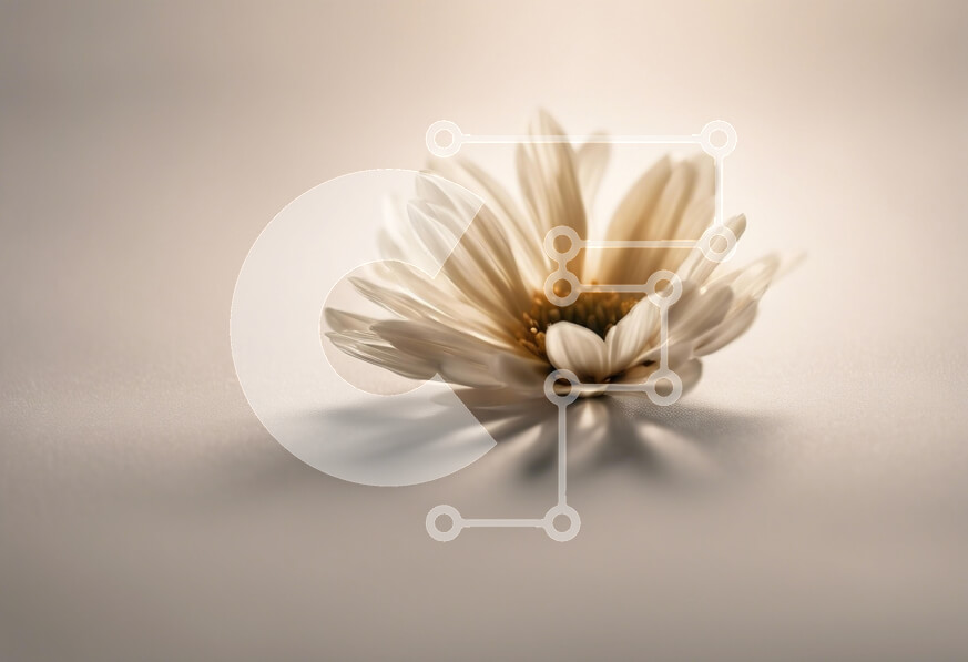 Intra Συλλεκτικό Ξύλινο Παζλ Plywood  4mm - Λεπτό λευκό λουλούδι σε ουδέτερο φόντο Σε Ξύλινο Κουτί - Διαστάσεις Puzzle: 10x10 cm – 25 κομμάτια