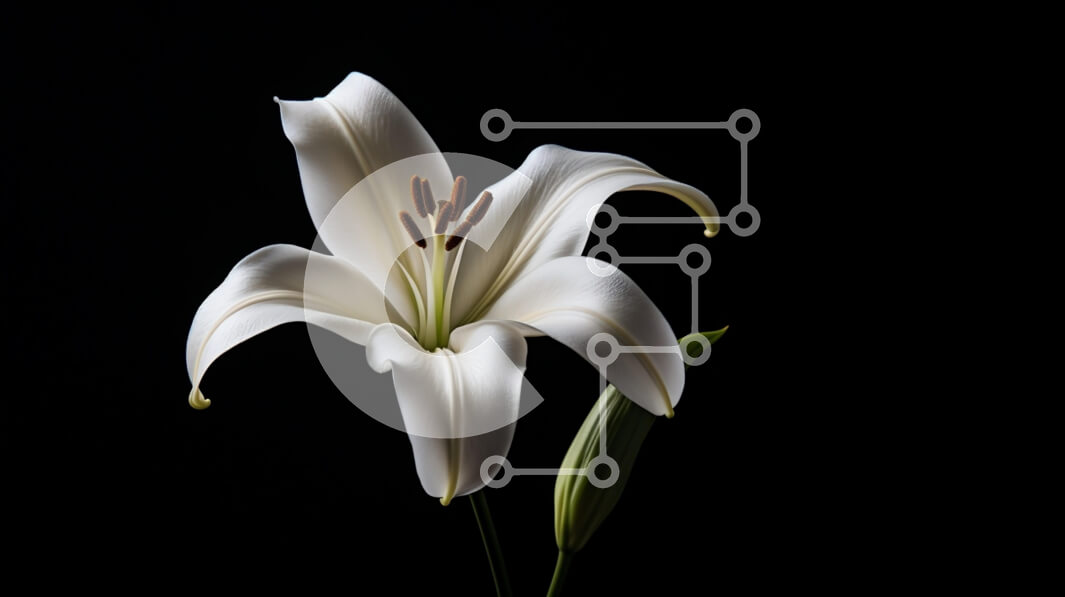 Intra Συλλεκτικό Ξύλινο Παζλ Plywood  4mm - Κομψό λευκό λουλούδι κρίνων σε σκούρο φόντο Σε Ξύλινο Κουτί - Διαστάσεις: 10x10 cm – 25 κομμάτια