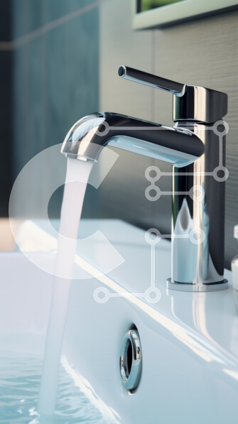 Intra Συλλεκτικό Ξύλινο Παζλ Plywood  4mm - Σύγχρονη βρύση χρωμίου με ροή νερού Σε Ξύλινο Κουτί - Διαστάσεις Puzzle: 10x10 cm – 25 κομμάτια