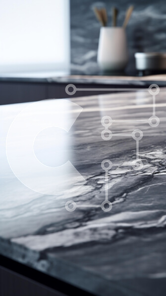 Intra Συλλεκτικό Ξύλινο Παζλ Plywood  4mm - Κομψός μαύρος μαρμάρινος πάγκος στη μοντέρνα κουζίνα Σε Ξύλινο Κουτί - Διαστάσεις Puzzle: 10x10 cm – 25 κομμάτια