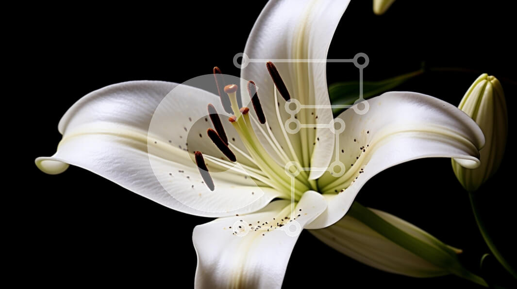 Intra Συλλεκτικό Ξύλινο Παζλ Plywood  4mm - Λευκό λουλούδι κρίνων σε σκούρο φόντο Σε Ξύλινο Κουτί - Διαστάσεις Puzzle: 10x10 cm – 25 κομμάτια