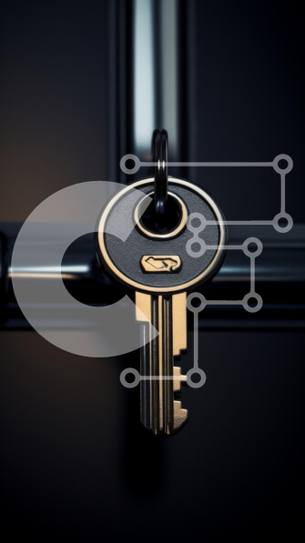 Intra Συλλεκτικό Ξύλινο Παζλ Plywood  4mm - Κοντινό πλάνο ενός κλειδιού που κρέμεται από μια κλειδαριά Σε Ξύλινο Κουτί - Διαστάσεις: 10x10 cm – 25 κομμάτια