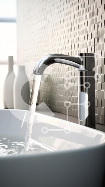 Intra Συλλεκτικό Ξύλινο Παζλ Plywood  4mm - Σύγχρονη βρύση μπάνιου με νερό που ρέει στη μπανιέρα Σε Ξύλινο Κουτί - Διαστάσεις Puzzle: 10x10 cm – 25 κομμάτια