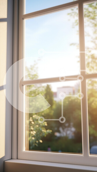 Intra Συλλεκτικό Ξύλινο Παζλ Plywood  4mm - Ζεστό φως του ήλιου που περνά μέσα από ένα παράθυρο με θέα στο πράσινο Σε Ξύλινο Κουτί - Διαστάσεις Puzzle: 10x10 cm – 25 κομμάτια