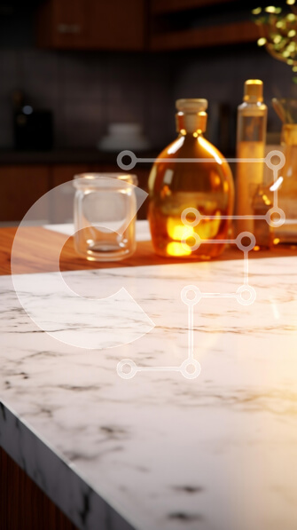 Intra Συλλεκτικό Ξύλινο Παζλ Plywood  4mm - Κομψός πάγκος κουζίνας με μαρμάρινη επιφάνεια Σε Ξύλινο Κουτί - Διαστάσεις Puzzle: 10x10 cm – 25 κομμάτια