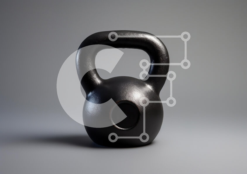 Intra Συλλεκτικό Ξύλινο Παζλ Plywood  4mm - Μαύρο Kettlebell σε γκρίζο φόντο Σε Ξύλινο Κουτί - Διαστάσεις: 10x10 cm – 25 κομμάτια