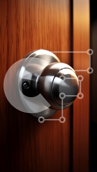 Intra Συλλεκτικό Ξύλινο Παζλ Plywood  4mm - Κοντινό πλάνο μιας σύγχρονης λαβής πόρτας σε μια ξύλινη πόρτα Σε Ξύλινο Κουτί - Διαστάσεις Puzzle: 10x10 cm – 25 κομμάτια