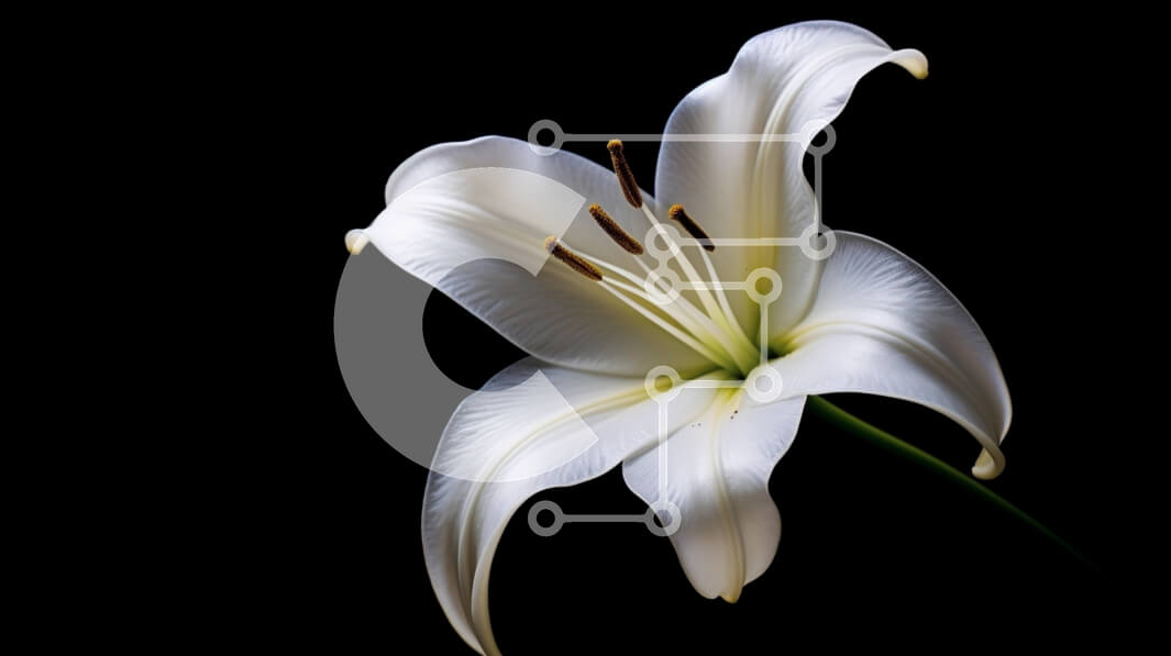 Intra Συλλεκτικό Ξύλινο Παζλ Plywood  4mm - Κομψό λευκό λουλούδι κρίνων σε μαύρο φόντο Σε Ξύλινο Κουτί - Διαστάσεις Puzzle: 10x10 cm – 25 κομμάτια