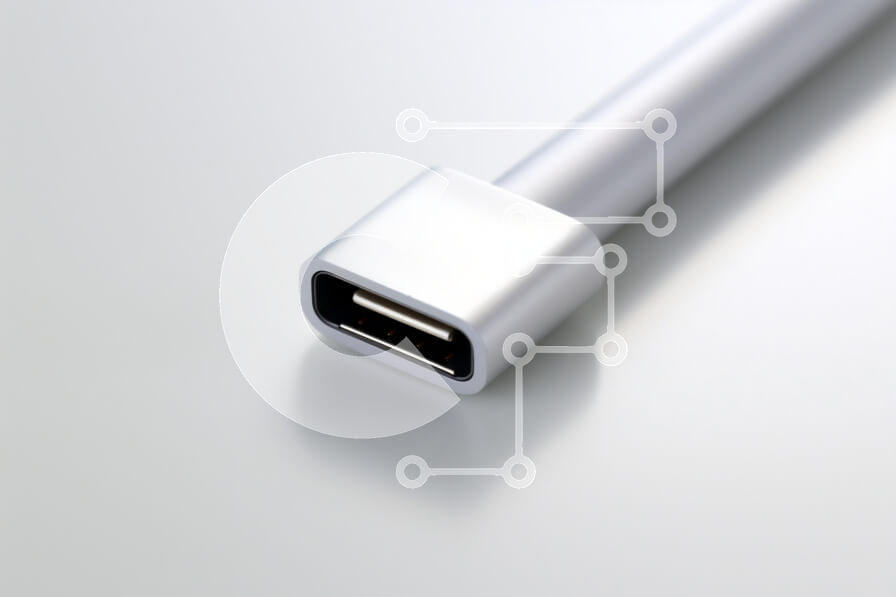 Intra Συλλεκτικό Ξύλινο Παζλ Plywood  4mm - Κοντινό πλάνο της υποδοχής USB-C Σε Ξύλινο Κουτί - Διαστάσεις Puzzle: 10x10 cm – 25 κομμάτια