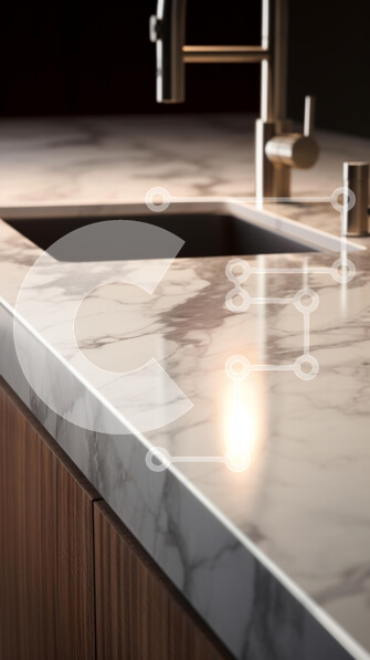 Intra Συλλεκτικό Ξύλινο Παζλ Plywood  4mm - Μοντέρνος μαρμάρινος πάγκος κουζίνας Σε Ξύλινο Κουτί - Διαστάσεις Puzzle: 10x10 cm – 25 κομμάτια