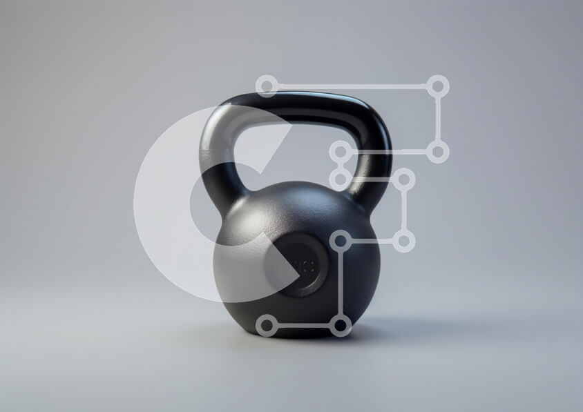 Intra Συλλεκτικό Ξύλινο Παζλ Plywood  4mm - Μαύρο Kettlebell σε γκρίζα επιφάνεια Σε Ξύλινο Κουτί - Διαστάσεις: 10x10 cm – 25 κομμάτια