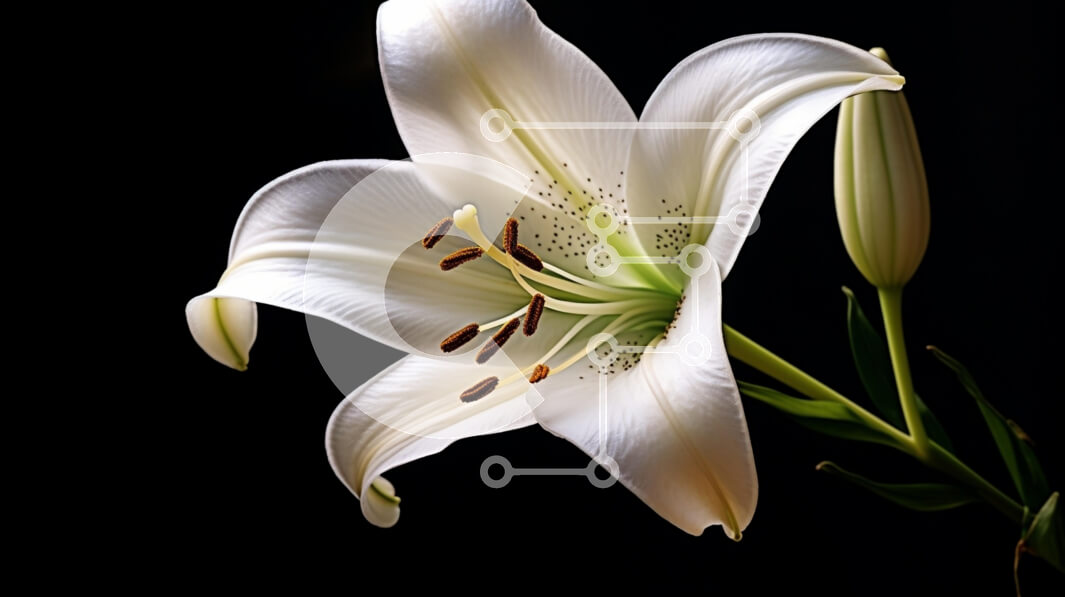 Intra Συλλεκτικό Ξύλινο Παζλ Plywood  4mm - Κομψά ανθισμένος λευκός κρίνος σε σκούρο φόντο Σε Ξύλινο Κουτί - Διαστάσεις: 10x10 cm – 25 κομμάτια