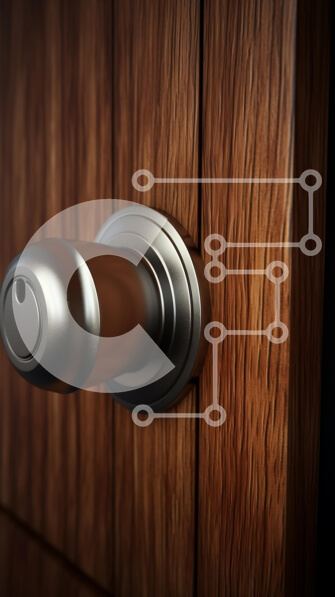 Intra Συλλεκτικό Ξύλινο Παζλ Plywood  4mm - Κοντινό πλάνο μιας λαβής πόρτας σε ξύλινη πόρτα Σε Ξύλινο Κουτί - Διαστάσεις Puzzle: 10x10 cm – 25 κομμάτια