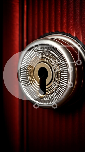 Intra Συλλεκτικό Ξύλινο Παζλ Plywood  4mm - Κοντινό πλάνο μιας μεταλλικής κλειδαριάς πόρτας Σε Ξύλινο Κουτί - Διαστάσεις: 10x10 cm – 25 κομμάτια