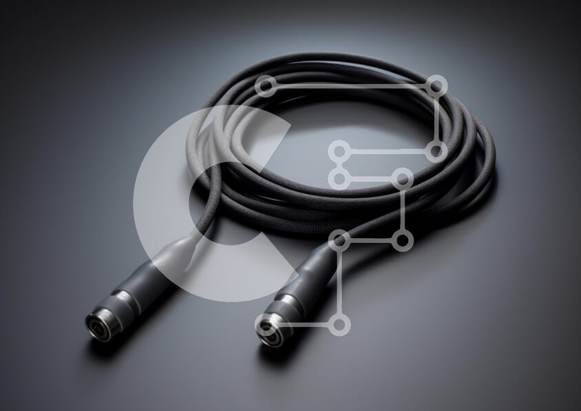 Intra Συλλεκτικό Ξύλινο Παζλ Plywood  4mm - Κουλουριασμένο καλώδιο ήχου σε σκοτεινή επιφάνεια Σε Ξύλινο Κουτί - Διαστάσεις Puzzle: 10x10 cm – 25 κομμάτια