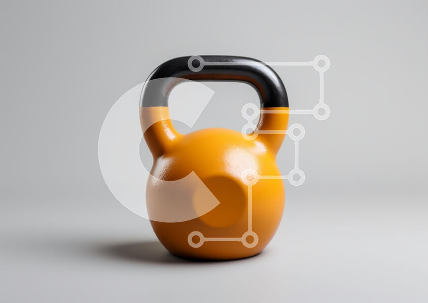 Intra Συλλεκτικό Ξύλινο Παζλ Plywood  4mm - Φωτεινό κίτρινο Kettlebell σε γκρίζα επιφάνεια Σε Ξύλινο Κουτί - Διαστάσεις: 10x10 cm – 25 κομμάτια