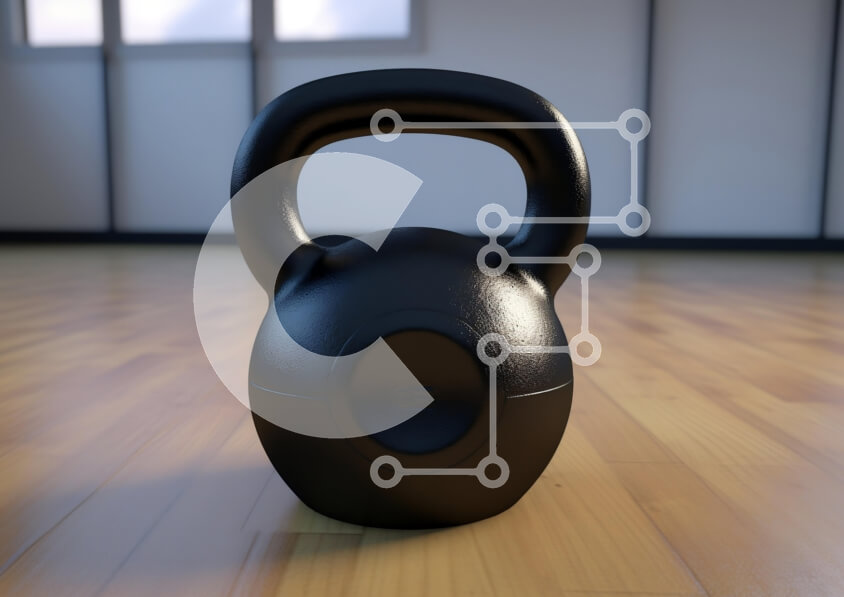 Intra Συλλεκτικό Ξύλινο Παζλ Plywood  4mm - Kettlebell στο ξύλινο πάτωμα στο γυμναστήριο Σε Ξύλινο Κουτί - Διαστάσεις Puzzle: 10x10 cm – 25 κομμάτια