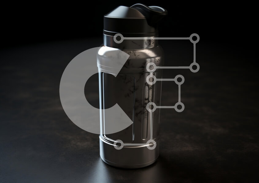 Intra Συλλεκτικό Ξύλινο Παζλ Plywood  4mm - Μεταλλικό μπουκάλι σέικερ σε σκοτεινή επιφάνεια Σε Ξύλινο Κουτί - Διαστάσεις: 10x10 cm – 25 κομμάτια