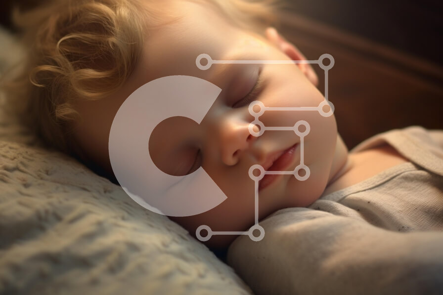 Intra Συλλεκτικό Ξύλινο Παζλ Plywood  4mm - Μωρό που κοιμάται με σγουρά μαλλιά Σε Ξύλινο Κουτί - Διαστάσεις Puzzle: 10x10 cm – 25 κομμάτια