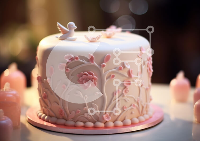 Σετ των 2 Intra Συλλεκτικό Ξύλινο Παζλ Plywood  4mm - Κομψό διακοσμημένο κέικ με φλοράλ σχέδια Σε Ξύλινο Κουτί - Διαστάσεις: 10x10 cm – 25 κομμάτια