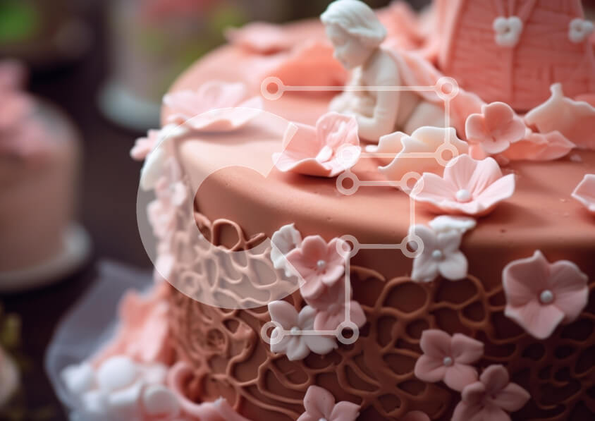 Σετ των 2 Intra Συλλεκτικό Ξύλινο Παζλ Plywood  4mm - Όμορφα διακοσμημένη τούρτα με ροζ λουλούδια Σε Ξύλινο Κουτί - Διαστάσεις: 10x10 cm – 25 κομμάτια