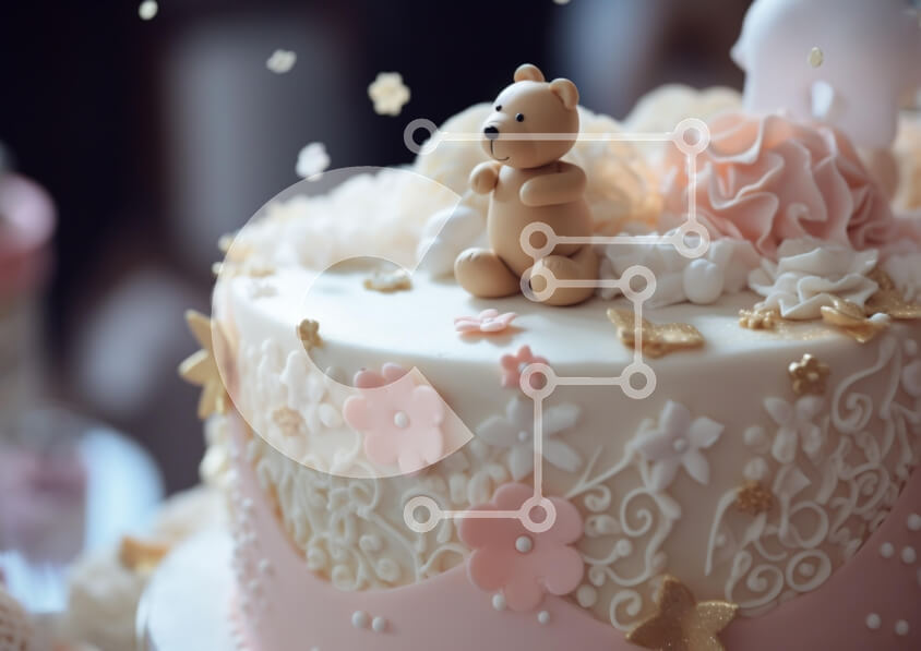 Σετ των 2 Intra Συλλεκτικό Ξύλινο Παζλ Plywood  4mm - Διακοσμητικό κέικ με ειδώλιο αρκούδας Σε Ξύλινο Κουτί - Διαστάσεις: 10x10 cm – 25 κομμάτια