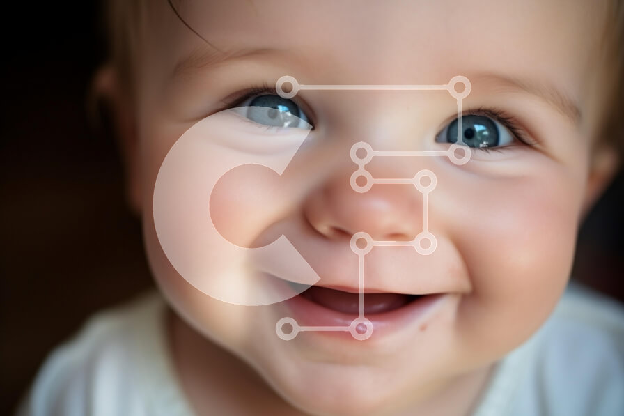 Intra Συλλεκτικό Ξύλινο Παζλ Plywood  4mm - Χαρούμενο μωρό που χαμογελά Σε Ξύλινο Κουτί - Διαστάσεις Puzzle: 10x10 cm – 25 κομμάτια