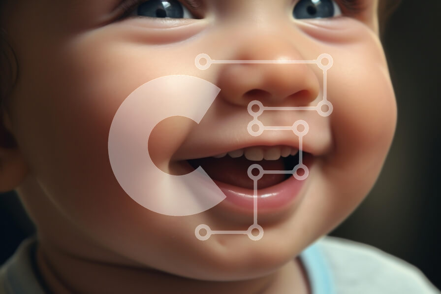 Intra Συλλεκτικό Ξύλινο Παζλ Plywood  4mm - Κοντινό πλάνο με χαμογελαστό μωρό Σε Ξύλινο Κουτί - Διαστάσεις Puzzle: 10x10 cm – 25 κομμάτια