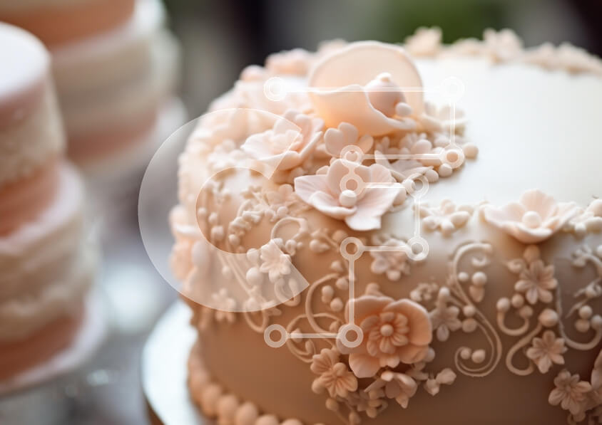 Σετ των 2 Intra Συλλεκτικό Ξύλινο Παζλ Plywood  4mm - Κομψό διακοσμημένο κέικ με λουλούδια φοντάν Σε Ξύλινο Κουτί - Διαστάσεις: 10x10 cm – 25 κομμάτια