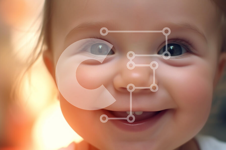 Intra Συλλεκτικό Ξύλινο Παζλ Plywood  4mm - Ευτυχισμένο μωρό που χαμογελά Σε Ξύλινο Κουτί - Διαστάσεις Puzzle: 10x10 cm – 25 κομμάτια