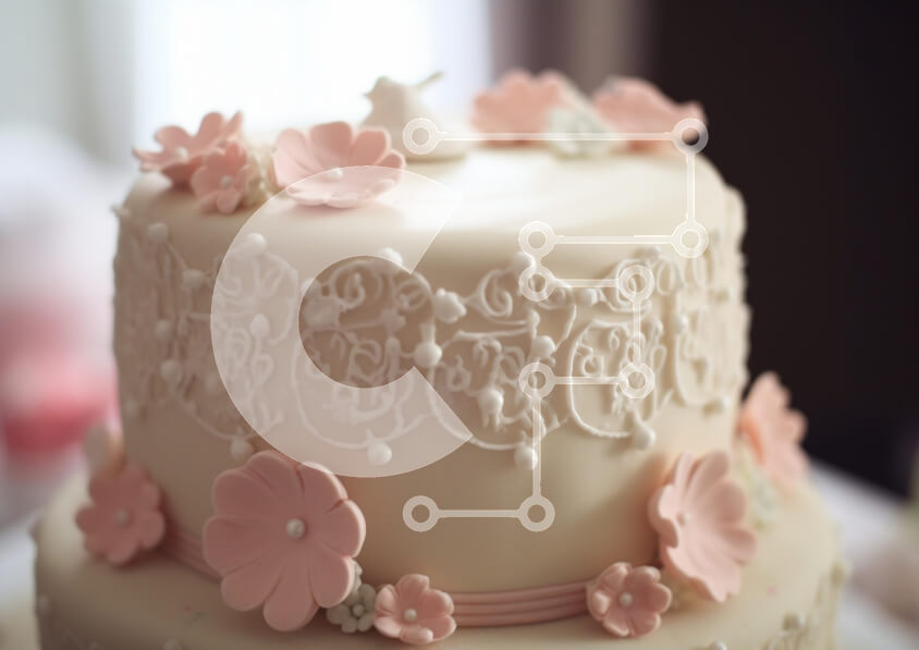 Σετ των 2 Intra Συλλεκτικό Ξύλινο Παζλ Plywood  4mm - Κομψό διακοσμημένο κέικ με λουλούδια Σε Ξύλινο Κουτί - Διαστάσεις: 10x10 cm – 25 κομμάτια