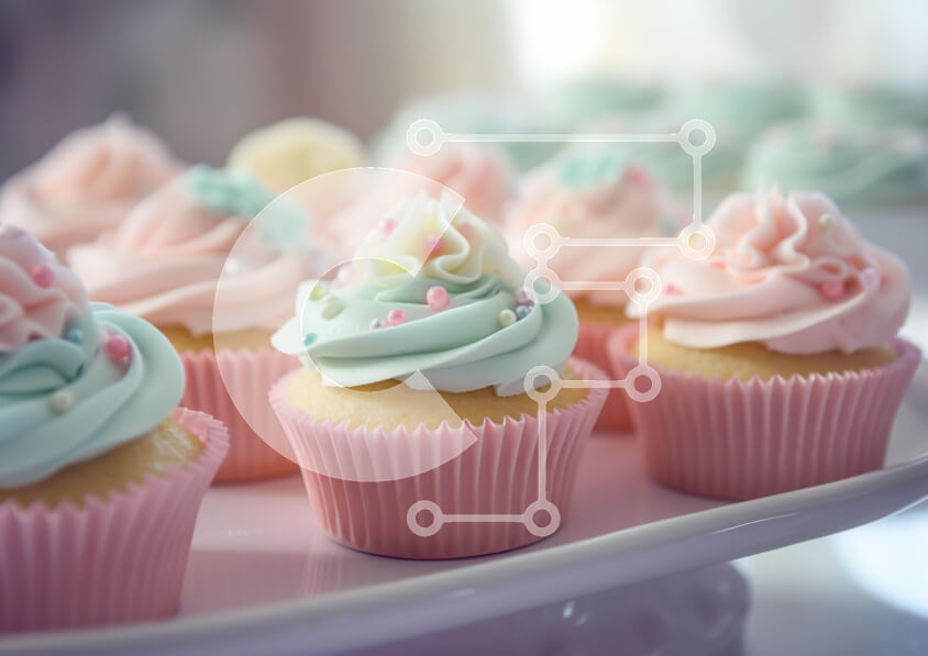 Σετ των 2 Intra Συλλεκτικό Ξύλινο Παζλ Plywood  4mm - Πολύχρωμα Cupcakes με Pastel Frosting Σε Ξύλινο Κουτί - Διαστάσεις: 10x10 cm – 25 κομμάτια