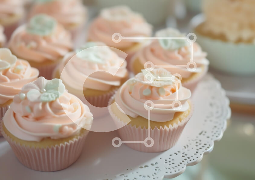 Σετ των 2 Intra Συλλεκτικό Ξύλινο Παζλ Plywood  4mm - Διακοσμημένα Cupcakes με Pink Frosting Σε Ξύλινο Κουτί - Διαστάσεις: 10x10 cm – 25 κομμάτια