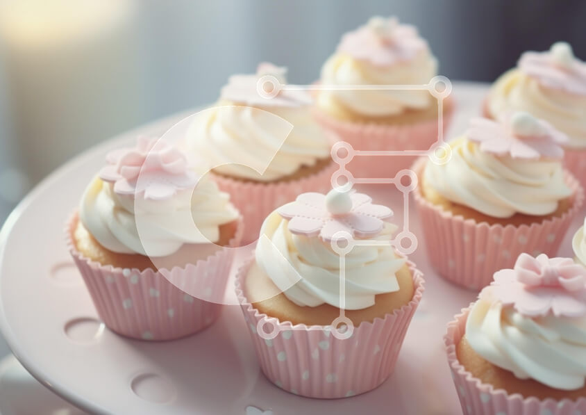 Σετ των 2 Intra Συλλεκτικό Ξύλινο Παζλ Plywood  4mm - Λαχταριστά cupcakes διακοσμημένα με λουλούδια Σε Ξύλινο Κουτί - Διαστάσεις: 10x10 cm – 25 κομμάτια