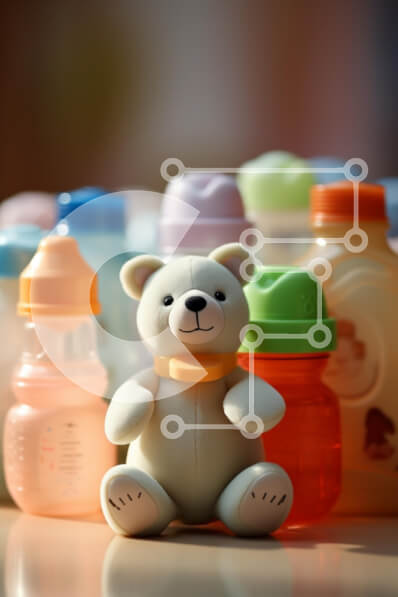 Intra Συλλεκτικό Ξύλινο Παζλ Plywood  4mm - Χαριτωμένο παιχνίδι αρκούδας με μπιμπερό Σε Ξύλινο Κουτί - Διαστάσεις: 10x10 cm – 25 κομμάτια