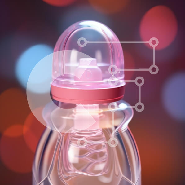 Intra Συλλεκτικό Ξύλινο Παζλ Plywood  4mm - Διαφανές μπιμπερό με ροζ θηλή και πολύχρωμο φόντο Σε Ξύλινο Κουτί - Διαστάσεις: 10x10 cm – 25 κομμάτια