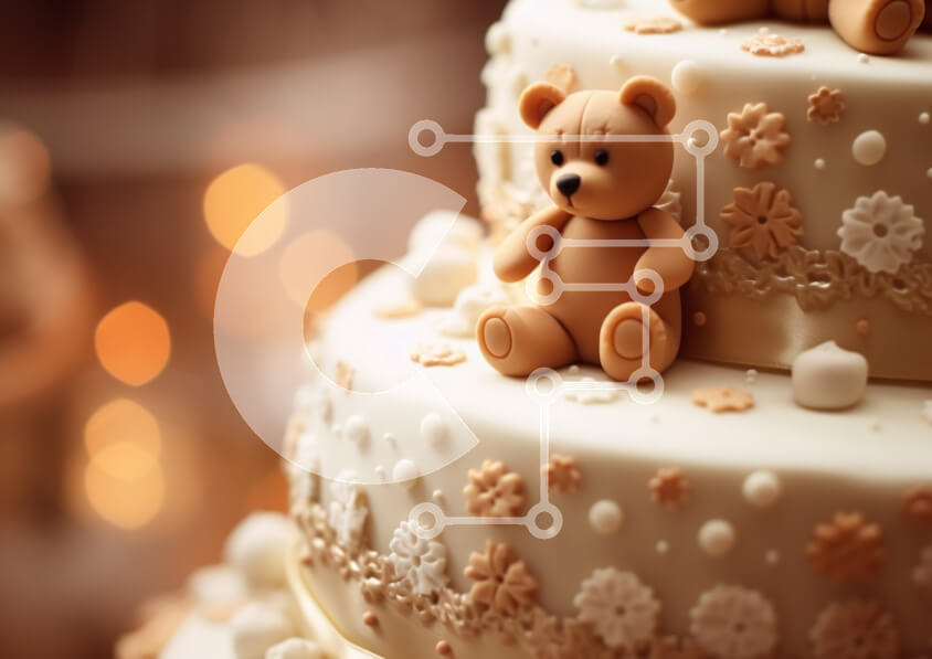 Σετ των 2 Intra Συλλεκτικό Ξύλινο Παζλ Plywood  4mm - Γοητευτική τούρτα πολλαπλών επιπέδων με διακόσμηση αρκουδάκι Σε Ξύλινο Κουτί - Διαστάσεις: 10x10 cm – 25 κομμάτια