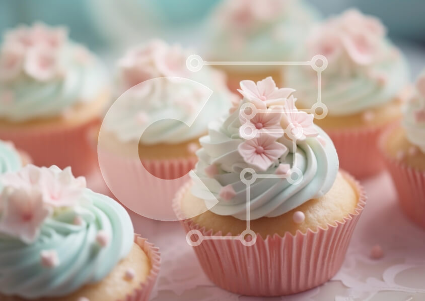 Σετ των 2 Intra Συλλεκτικό Ξύλινο Παζλ Plywood  4mm - Πολύχρωμα cupcakes με λουλουδάτα διακοσμητικά Σε Ξύλινο Κουτί - Διαστάσεις: 10x10 cm – 25 κομμάτια