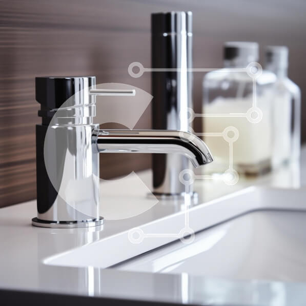 Intra Συλλεκτικό Ξύλινο Παζλ Plywood  4mm - Μοντέρνος νεροχύτης μπάνιου με βρύση χρωμίου Σε Ξύλινο Κουτί - Διαστάσεις Puzzle: 10x10 cm – 25 κομμάτια