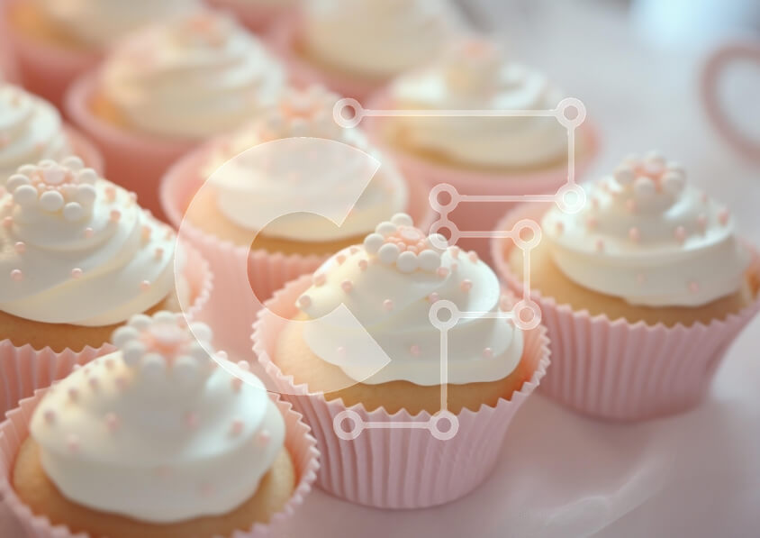 Σετ των 2 Intra Συλλεκτικό Ξύλινο Παζλ Plywood  4mm - Cupcakes με Pink Frosting και Διακοσμητικά Σε Ξύλινο Κουτί - Διαστάσεις: 10x10 cm – 25 κομμάτια