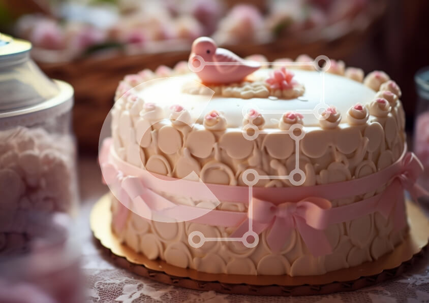 Σετ των 2 Intra Συλλεκτικό Ξύλινο Παζλ Plywood  4mm - Διακοσμητικό κέικ με ροζ πουλί και κορδέλες Σε Ξύλινο Κουτί - Διαστάσεις: 10x10 cm – 25 κομμάτια