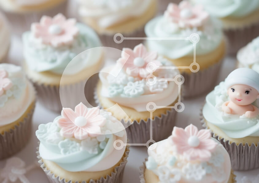 Σετ των 2 Intra Συλλεκτικό Ξύλινο Παζλ Plywood  4mm - Όμορφα διακοσμημένα cupcakes με λουλουδάτα σχέδια Σε Ξύλινο Κουτί - Διαστάσεις: 10x10 cm – 25 κομμάτια