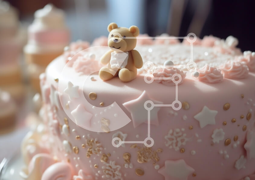 Σετ των 2 Intra Συλλεκτικό Ξύλινο Παζλ Plywood  4mm - Διακοσμητικό ροζ κέικ με ειδώλιο αρκουδάκι Σε Ξύλινο Κουτί - Διαστάσεις: 10x10 cm – 25 κομμάτια