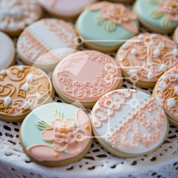 Σετ των 2 Intra Συλλεκτικό Ξύλινο Παζλ Plywood  4mm - Διακοσμημένα μπισκότα σε δαντελένιο τραπεζομάντιλο Σε Ξύλινο Κουτί - Διαστάσεις: 10x10 cm – 25 κομμάτια