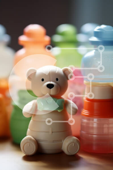 Intra Συλλεκτικό Ξύλινο Παζλ Plywood  4mm - Πολύχρωμο παιχνίδι αρκούδας με πλαστικά μπουκάλια Σε Ξύλινο Κουτί - Διαστάσεις: 10x10 cm – 25 κομμάτια